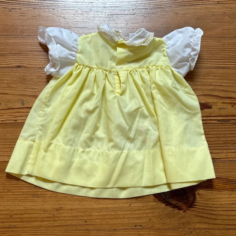 Celanese Fortrel Vintage Dress Kids Yellow Good Floral Gingham Applique SIZE‎ 6M